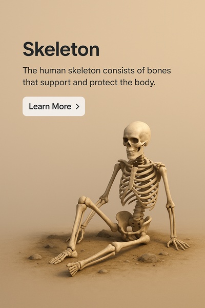 Detailed 3D Scene of a Skeleton in a Minimalist Design