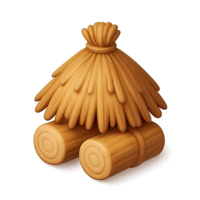 3D Icon of a Thatcher Roof with Straw Bales