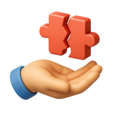 3D Icon of a Hand Holding a Broken Piece