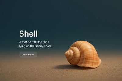 Realistic 3D Shell Scene with Text and Button