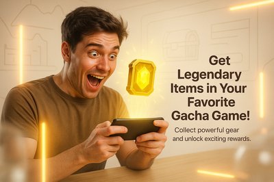 Exciting Mobile Gaming Promotion Featuring Enthusiastic Player