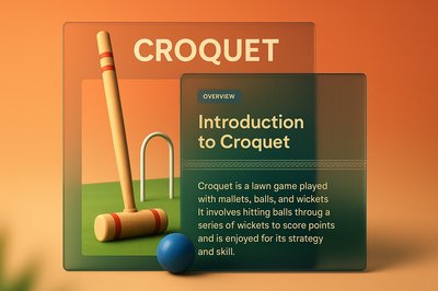3D Croquet Illustration with Overlay Text and Design Elements