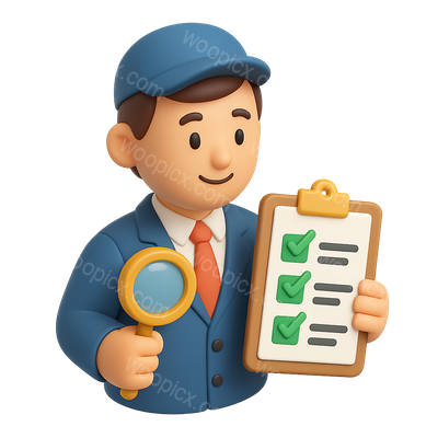 3D Icon of an Appraiser Holding a Checklist