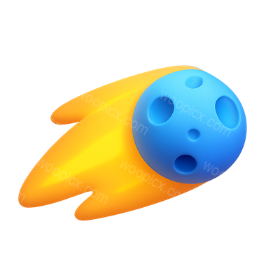 3D Glowing Comet Icon with Volumetric Effect