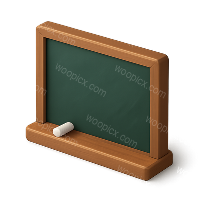 3D Isometric Chalkboard Icon with Chalk