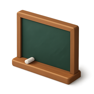 3D Isometric Chalkboard Icon with Chalk