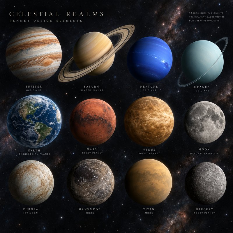 Realistic 3D planet collection
