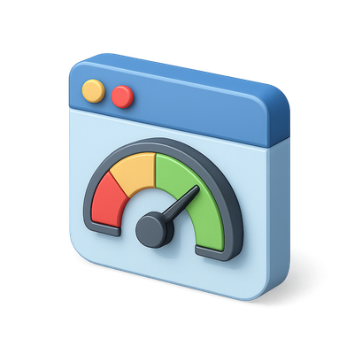 3D Performance Dashboard Gauge Icon in Isometric View