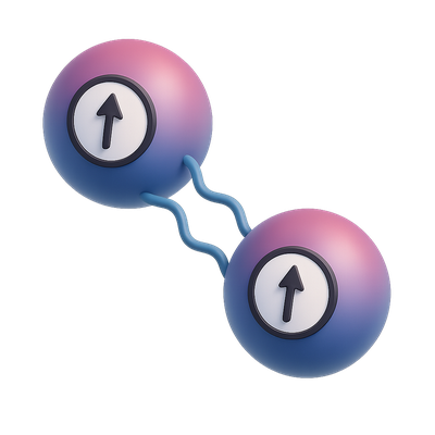 3D Quantum Entanglement Icon with Isometric Design
