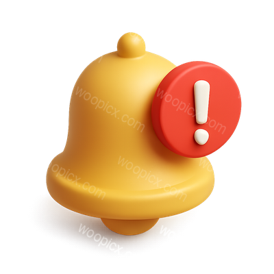 Stylish 3D Notification Bell Icon with Alert Symbol
