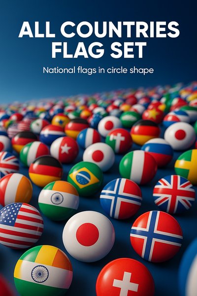 All Countries Flag Set: National Flags in Circle Shape