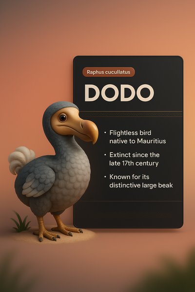 3D Illustration of a Dodo Bird with Informative Design Elements