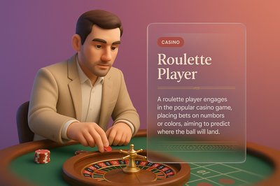 3D Roulette Player Engaged in Casino Game