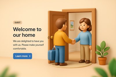 3D Illustration of a Welcoming Guest Scene