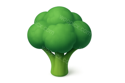 3D Green Broccoli Tree Icon with Isometric View