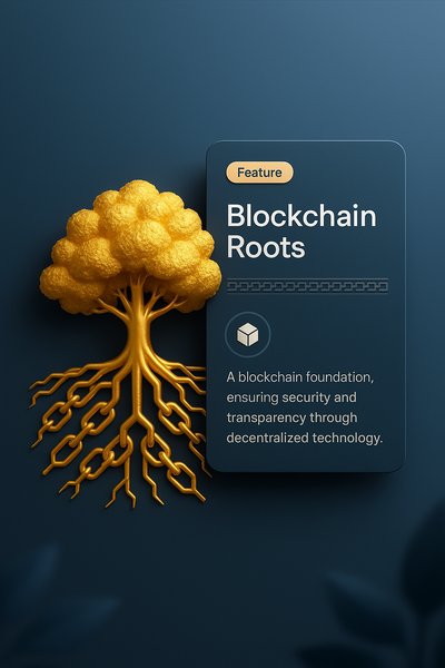 Golden Tree with Blockchain Roots - 3D Illustration