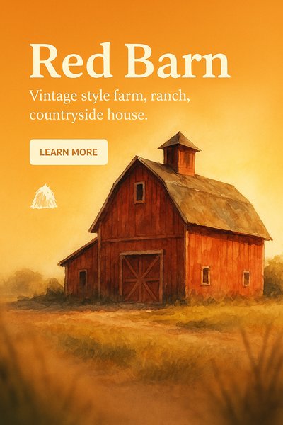 Vintage Red Barn Illustration for Farm and Countryside Theme