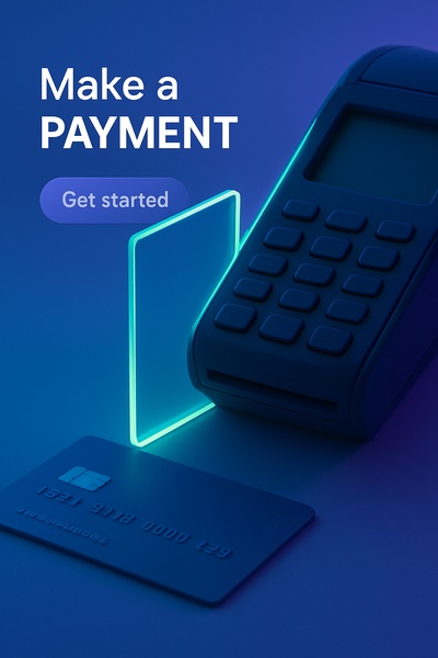 Neon Shadow Payment Scene with Card Reader and Card