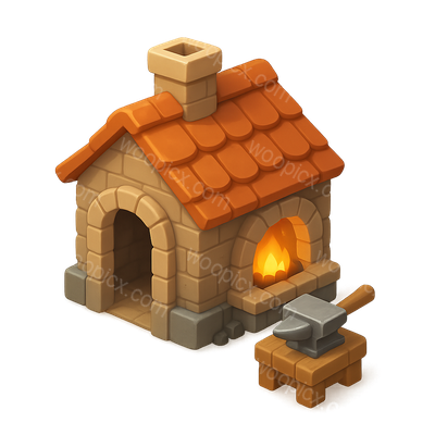 3D Icon of a Blacksmith Forge with Isometric View