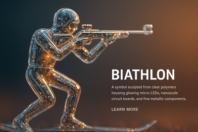 Hyperrealistic Biathlon Symbol with Intricate Design