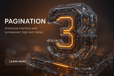 High-Tech 3D Pagination Design with Glowing Details