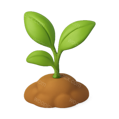 Stylized Plant Growing from Soil in 3D Design