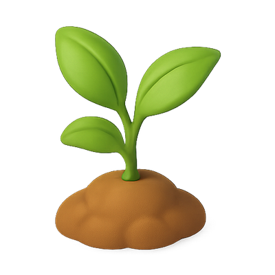 Stylized Plant Growing from Soil in 3D Design