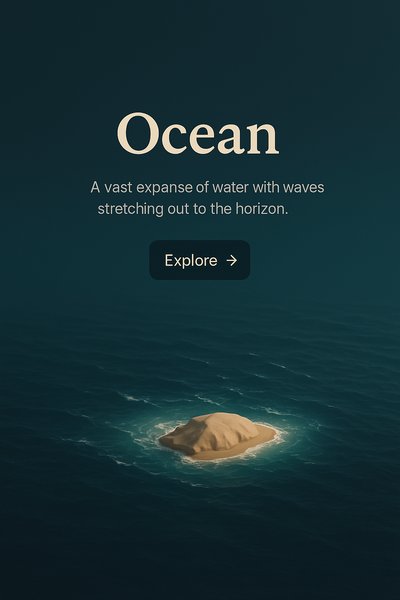 Aerial View of the Ocean with Island and Text Overlay