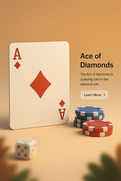 3D Illustration of Ace of Diamonds with Gaming Elements