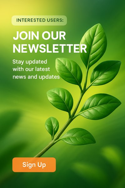 Newsletter Signup Graphic Featuring Green Leaves