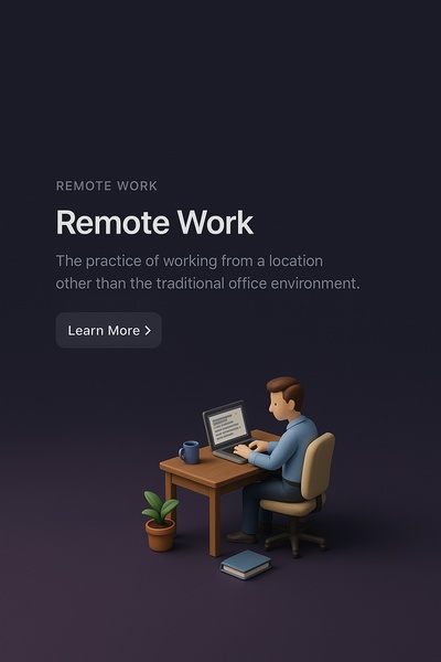 Engaging Remote Work Scene in Dark Gradient Background