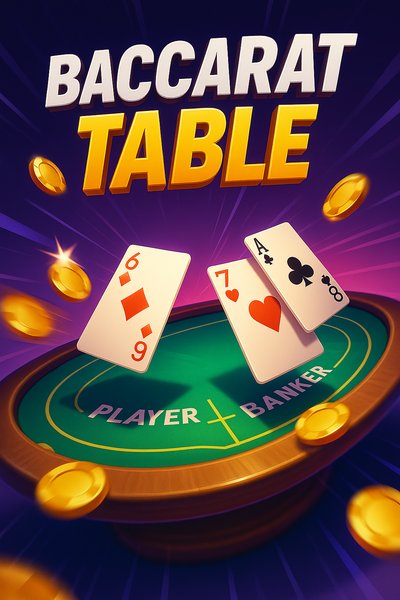 Dynamic Baccarat Table Illustration with Playing Cards