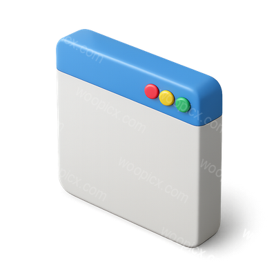 Simplified 3D Computer Window Icon in Isometric View