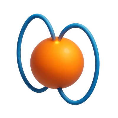 Colorful 3D Icon of a Sphere with Blue Loops