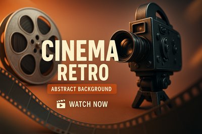 Retro Cinema Themed Graphic with Film Reel and Camera