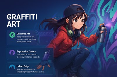 Dynamic Anime Girl Graffiti Artist in Urban Setting