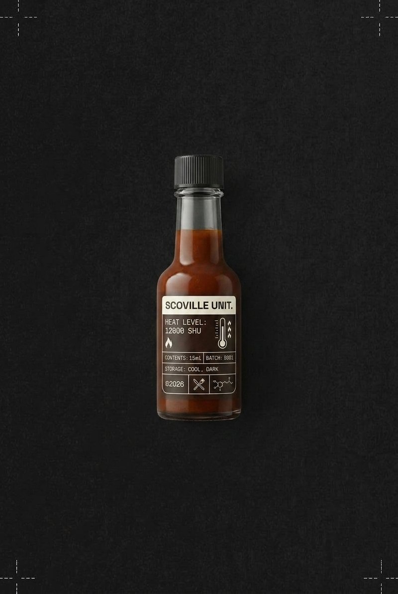 Spicy hot sauce bottle