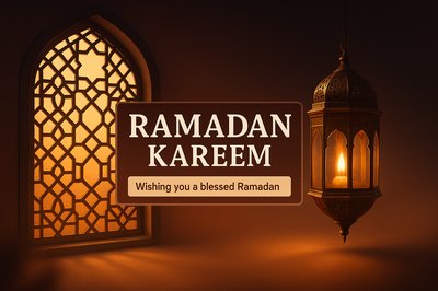 Elegant Ramadan Greeting Card with Lantern and Window Design