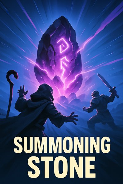 Dynamic Summoning Stone Illustration with Vibrant Colors