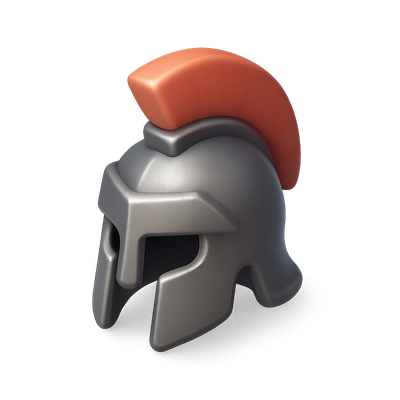 Stylized 3D Warrior Helmet Icon with Volumetric Detail
