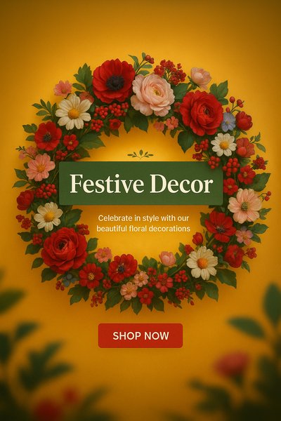 Colorful Floral Wreath for Festive Decor Promotion