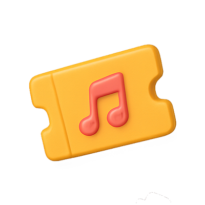 Stylized Music Ticket Icon with Note Symbol