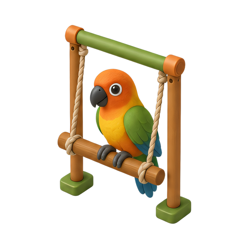 colorful parrot on swing perch