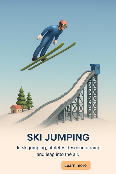 Realistic Ski Jumping 3D Illustration in Scenic Environment