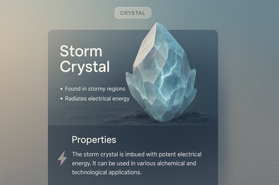 3D Storm Crystal Illustration with Information Block