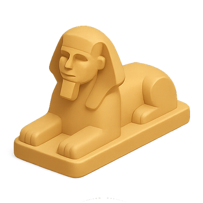 Stylized Egyptian Sphinx Sculpture in Minimalist Design