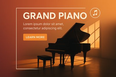 Elegant Grand Piano Showcase with Call to Action