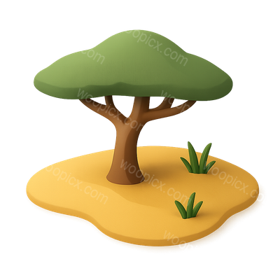 3D Icon of a Savanna Landscape with Acacia Tree