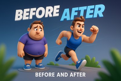 Transformation Journey Illustration: Before and After Fitness