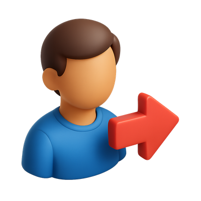 3D Icon of a Male Figure with Arrow in Isometric View